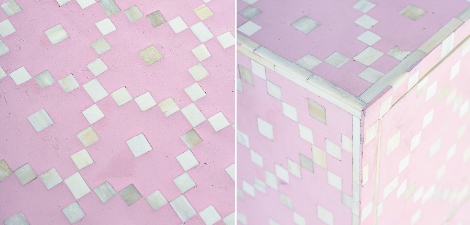 Комод инкрустация костью Pink Indian Bone Inlay 3 drawer Розовый - фото №1