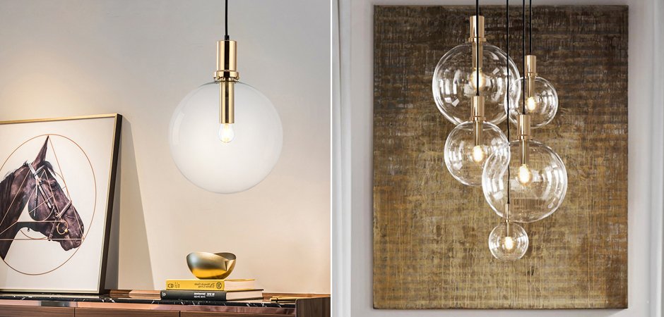 Подвесной светильник Glass Globe Gold Подвесной светильник Glass Globe Gold - Loft-Concept в Тюмени