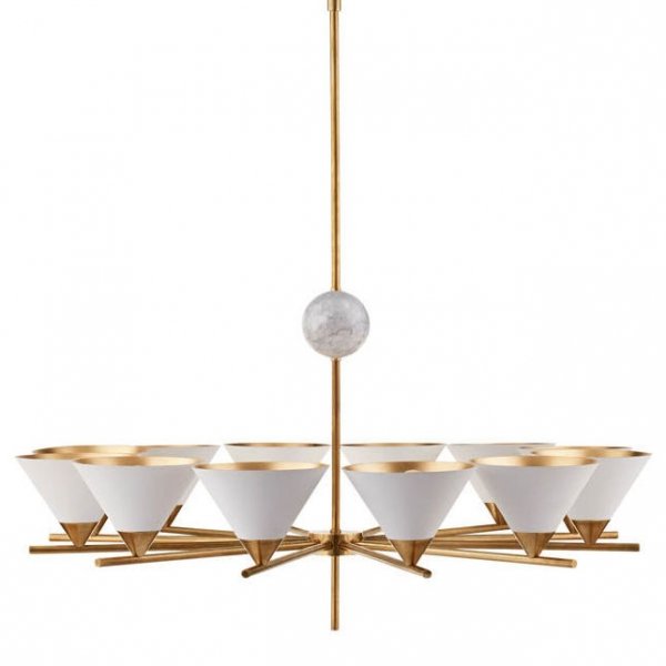 Люстра Cleo Large Chandelier Латунь Белый Люстра Cleo Large Chandelier Латунь Белый в Тюмени | Loft Concept