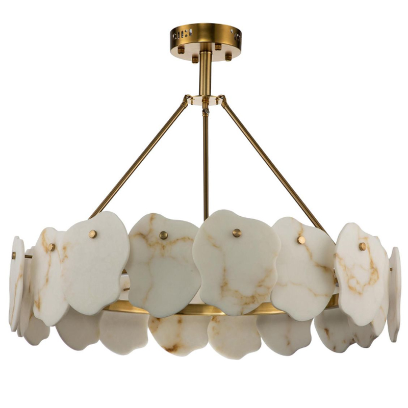 Люстра Мрамор Lucretia Marble Round Chandelier 80 см Латунь Белый Мрамор Bianco Люстра Мрамор Lucretia Marble Round Chandelier 80 см Латунь Белый Мрамор Bianco в Тюмени | Loft Concept