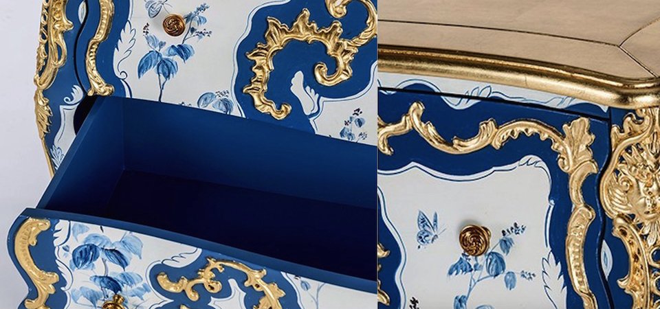 Комод в стиле рококо Rococo Casket Синий Комод в стиле рококо Rococo Casket Синий - Loft-Concept в Тюмени