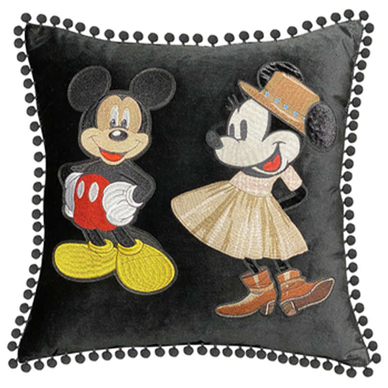 Декоративная подушка с вышивкой Gucci Mickey and Minnie Mouse Черный Красный Желтый Бежевый Декоративная подушка с вышивкой Gucci Mickey and Minnie Mouse Черный Красный Желтый Бежевый в Тюмени | Loft Concept