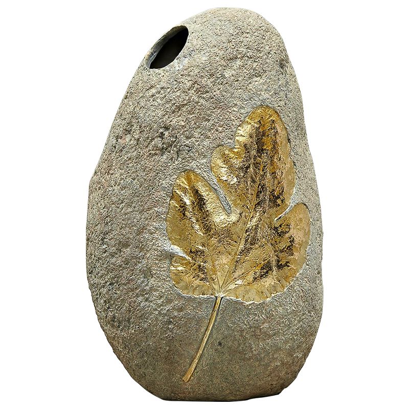 Ваза Golden Stone Leaf Vase имитация камня Бежево-серый Золотой Ваза Golden Stone Leaf Vase имитация камня Бежево-серый Золотой в Тюмени | Loft Concept