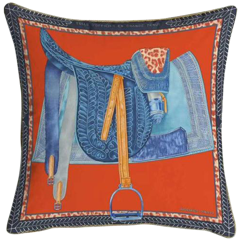 Декоративная подушка Hermes Saddle Orange 127 Оранжевый Голубой Мульти Декоративная подушка Hermes Saddle Orange 127 Оранжевый Голубой Мульти в Тюмени | Loft Concept