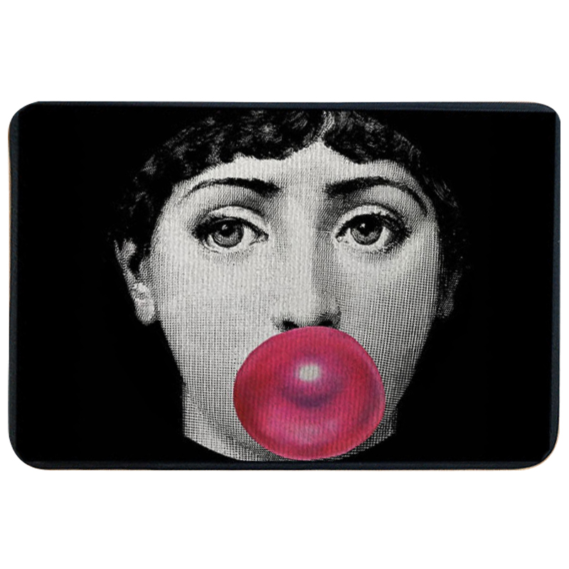 Ковер для прихожей и ванной Fornasetti Pink Bubblegum Rug Черно-белый Розовый Ковер для прихожей и ванной Fornasetti Pink Bubblegum Rug Черно-белый Розовый в Тюмени | Loft Concept