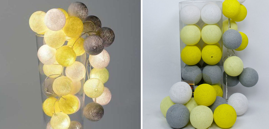 Гирлянда хлопковые фонарики Сotton Ball Yellow - Loft-Concept в Тюмени