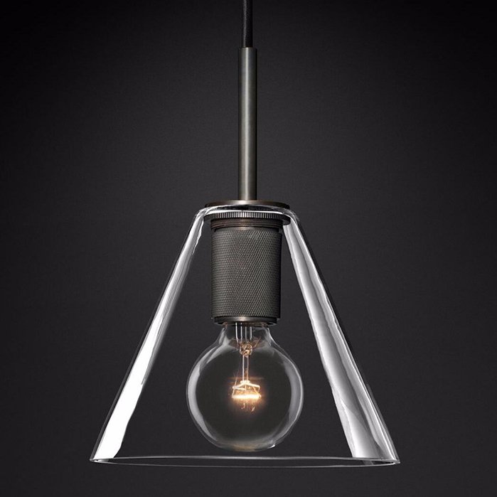 Подвесной светильник RH Utilitaire Funnel Pendant Black Темная бронза Прозрачное Стекло Подвесной светильник RH Utilitaire Funnel Pendant Black Темная бронза Прозрачное Стекло в Тюмени | Loft Concept