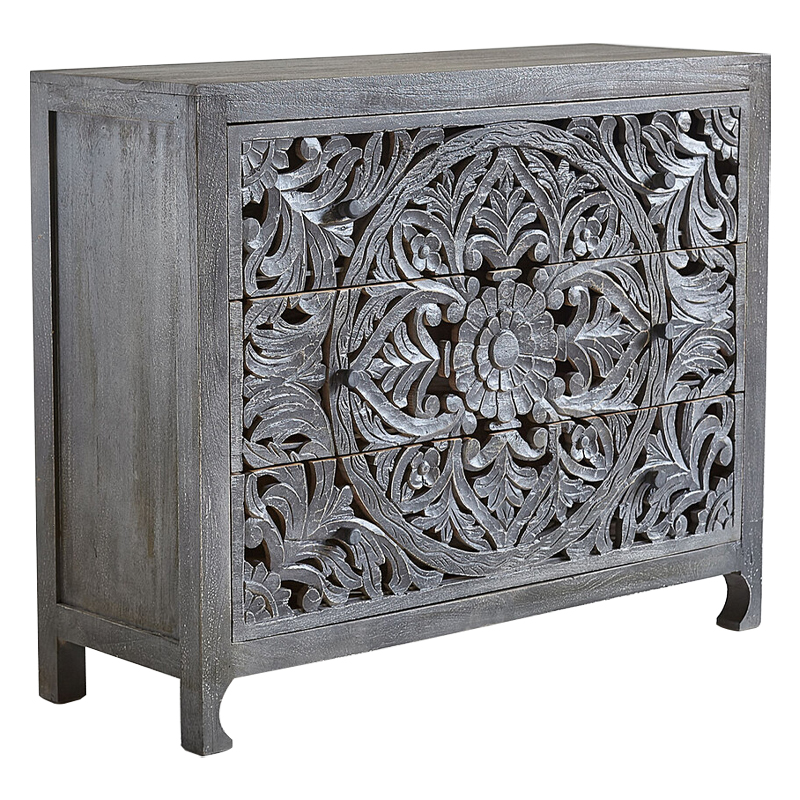 Комод Indian Antique White Furniture Chest of Drawers Kailash серый Серый Комод Indian Antique White Furniture Chest of Drawers Kailash серый Серый в Тюмени | Loft Concept
