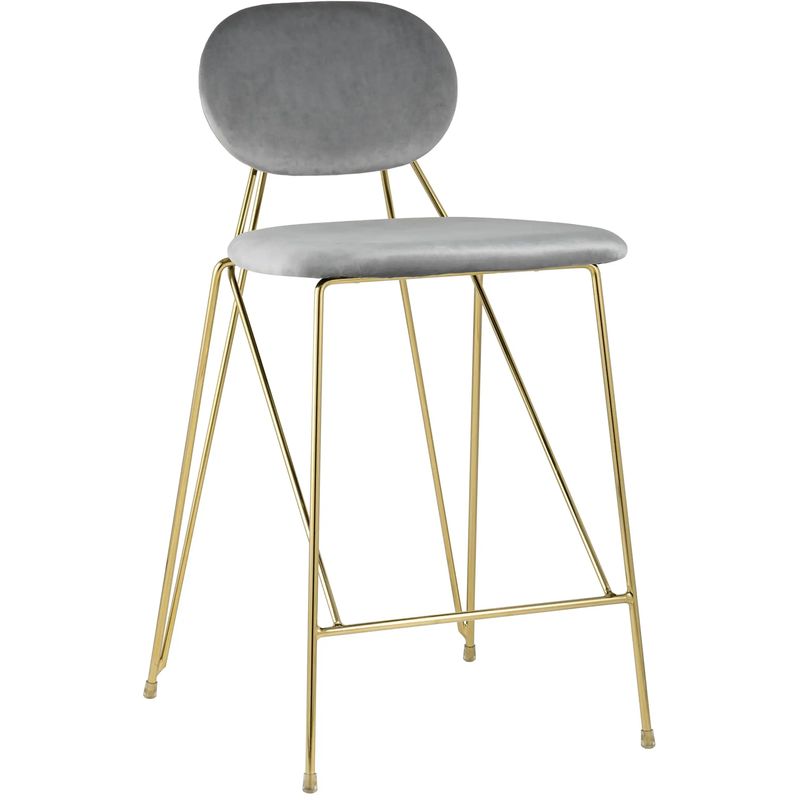 Полубарный Стул Alice Chair Светло-Серый Велюр Серый Золотой Полубарный Стул Alice Chair Светло-Серый Велюр Серый Золотой в Тюмени | Loft Concept