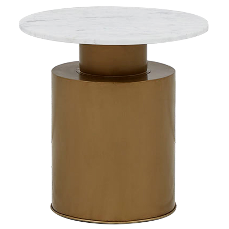 Приставной стол с мраморной столешницей Ela Marble Side Table Белый Мрамор Bianco Золотой Приставной стол с мраморной столешницей Ela Marble Side Table Белый Мрамор Bianco Золотой в Тюмени | Loft Concept