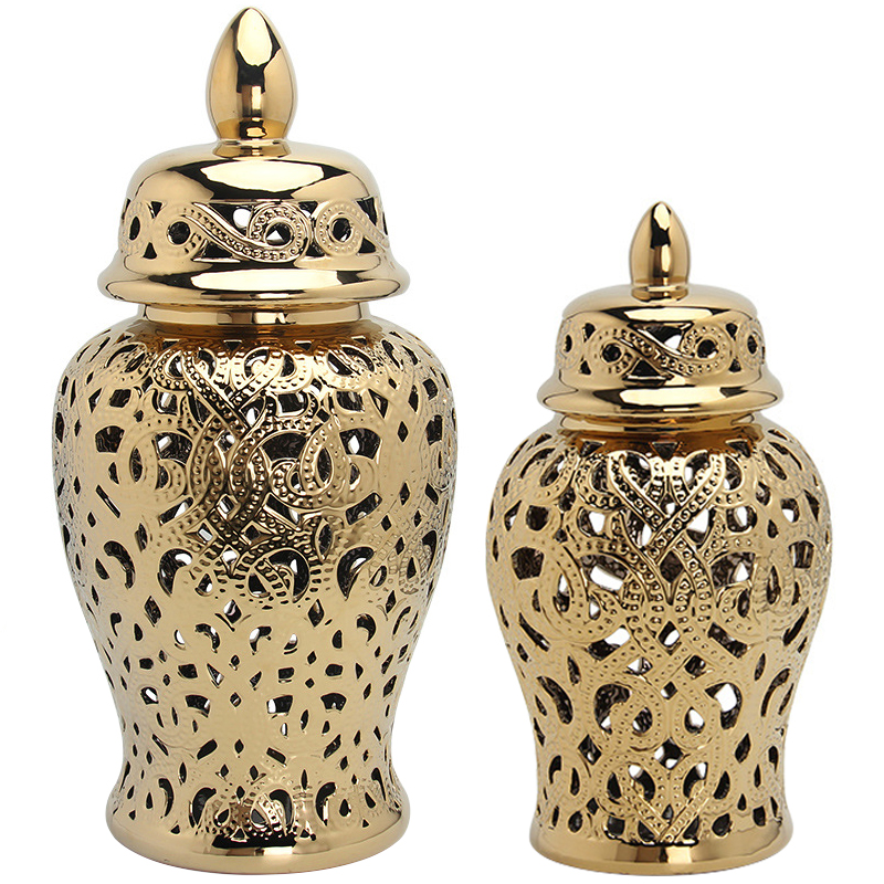 Ваза с крышкой Golden Interlacing Vase Золотой Ваза с крышкой Golden Interlacing Vase Золотой в Тюмени | Loft Concept