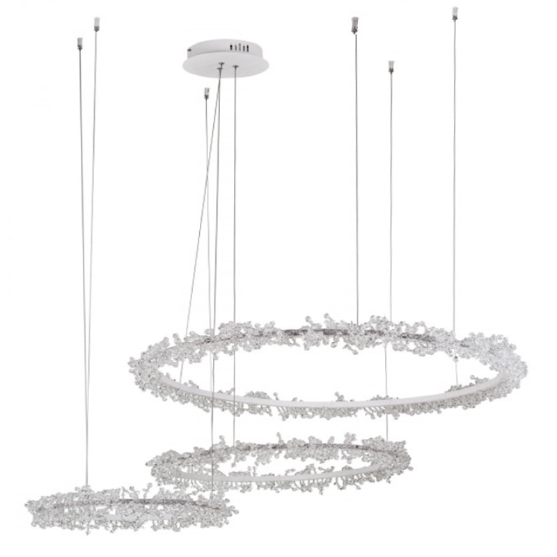 Люстра Crystal round chandelier 3 кольца Белый Прозрачный Белый Люстра Crystal round chandelier 3 кольца Белый Прозрачный Белый в Тюмени | Loft Concept