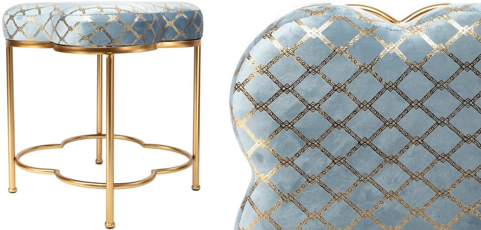 Пуф PUF Frame of Clover & Upholstery Gold Mesh голубой Пуф PUF Frame of Clover & Upholstery Gold Mesh голубой - Loft-Concept в Тюмени