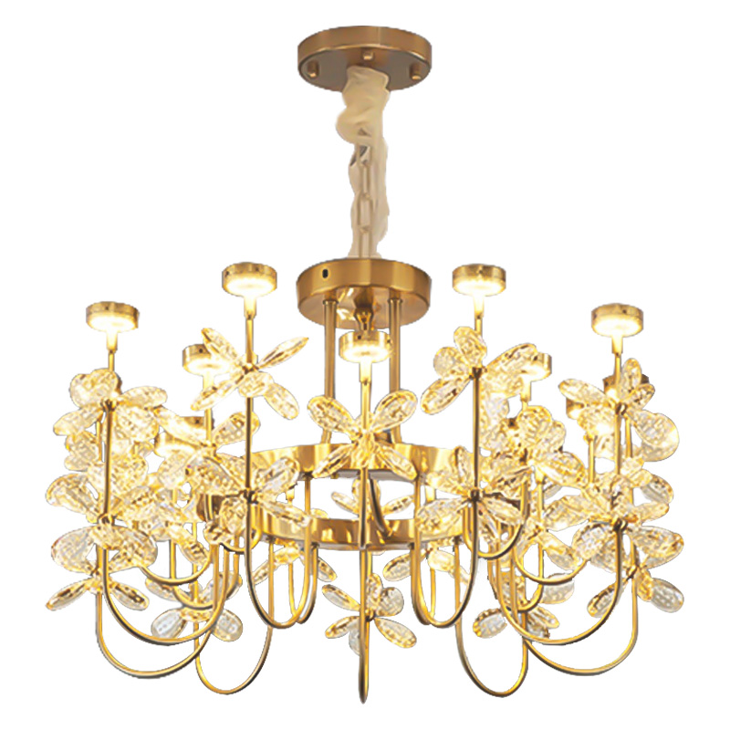 Люстра с хрустальными цветами Crystal Flowers Chandelier Золотой Прозрачный Люстра с хрустальными цветами Crystal Flowers Chandelier Золотой Прозрачный в Тюмени | Loft Concept