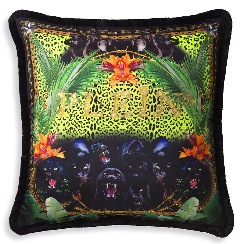 Подушка Philipp Plein Cushion Silk Jungle 70 x 70 Черный Мульти в Тюмени | Loft Concept 