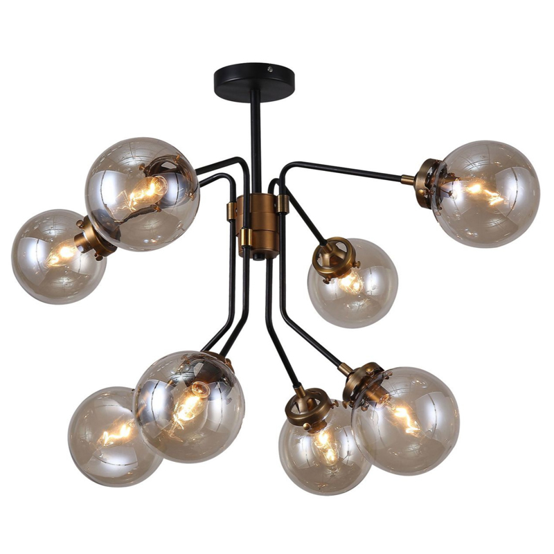 Большой Светильник Bistro Ceiling Globe 8 Черный Стекло Смок Большой Светильник Bistro Ceiling Globe 8 Черный Стекло Смок в Тюмени | Loft Concept