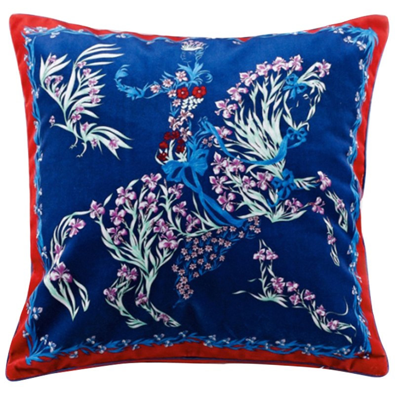 Декоративная подушка Hermes Horse 117 Синий Красный Мульти Декоративная подушка Hermes Horse 117 Синий Красный Мульти в Тюмени | Loft Concept