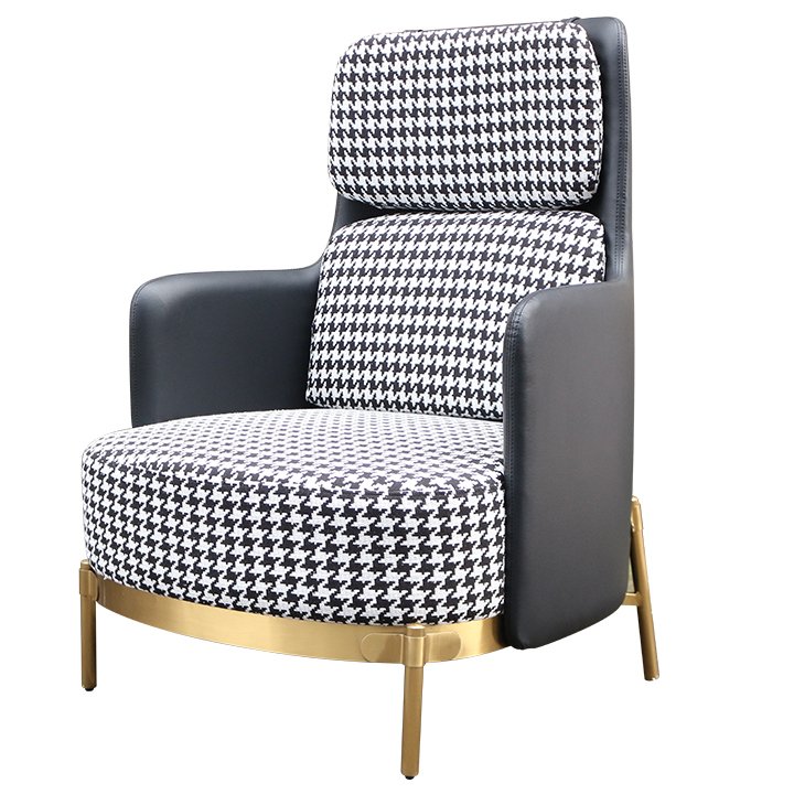 Кресло Pied de poule Gray high Armchair Черно-белый Латунь Кресло Pied de poule Gray high Armchair Черно-белый Латунь в Тюмени | Loft Concept
