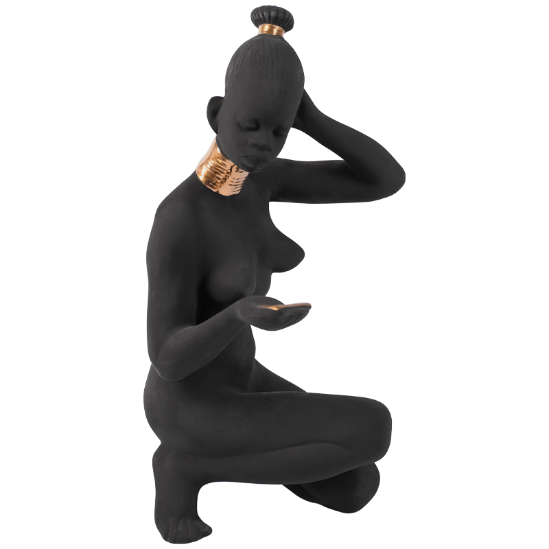 Статуэтка African Woman Sitting Statuette Черный Золотой Статуэтка African Woman Sitting Statuette Черный Золотой в Тюмени | Loft Concept