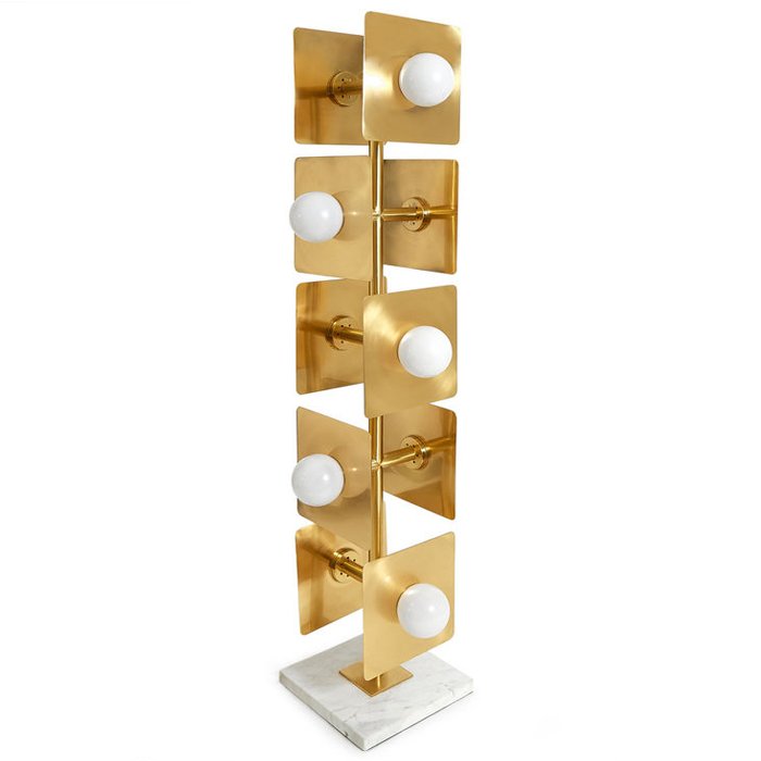 Торшер PUZZLE FLOOR LAMP Латунь Белый Белый Мрамор Bianco Торшер PUZZLE FLOOR LAMP Латунь Белый Белый Мрамор Bianco в Тюмени | Loft Concept