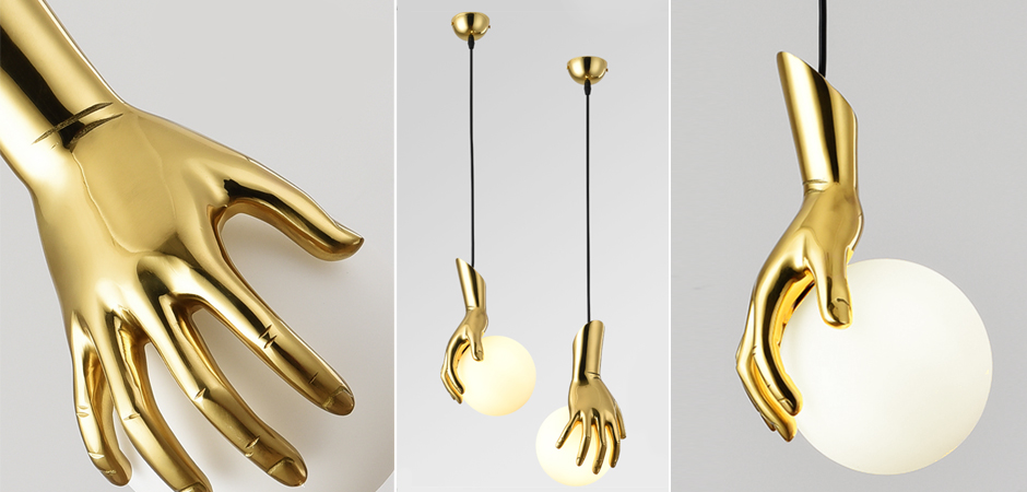 Подвесной светильник Золотая рука Gold Hand Pendant lamp Подвесной светильник Золотая рука Gold Hand Pendant lamp - Loft-Concept в Тюмени