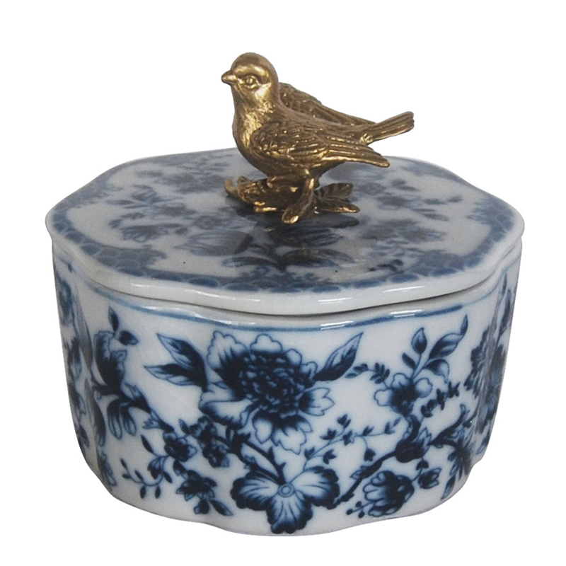 Шкатулка Blue and Bronze Bird Бронза Синий Белый в Тюмени | Loft Concept 