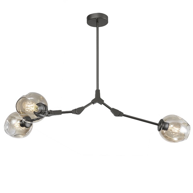 Люстра Сrumpled Glass Bubble Chandelier Gray 3 плафона Прозрачный (Transparent) Черный Люстра Сrumpled Glass Bubble Chandelier Gray 3 плафона Прозрачный (Transparent) Черный в Тюмени | Loft Concept
