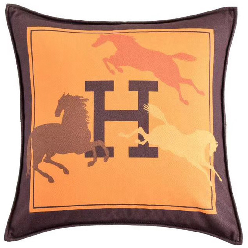 Декоративная подушка Hermes Horse 45 Желтый Коричневый Оранжевый Декоративная подушка Hermes Horse 45 Желтый Коричневый Оранжевый в Тюмени | Loft Concept