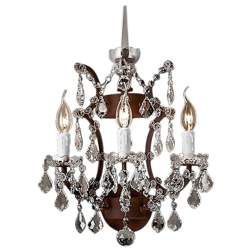 Бра 19th c. Rococo IRON & CLEAR CRYSTAL Brown Wall Lamp Коричневый винтаж Прозрачное Стекло Бра 19th c. Rococo IRON & CLEAR CRYSTAL Brown Wall Lamp Коричневый винтаж Прозрачное Стекло в Тюмени | Loft Concept