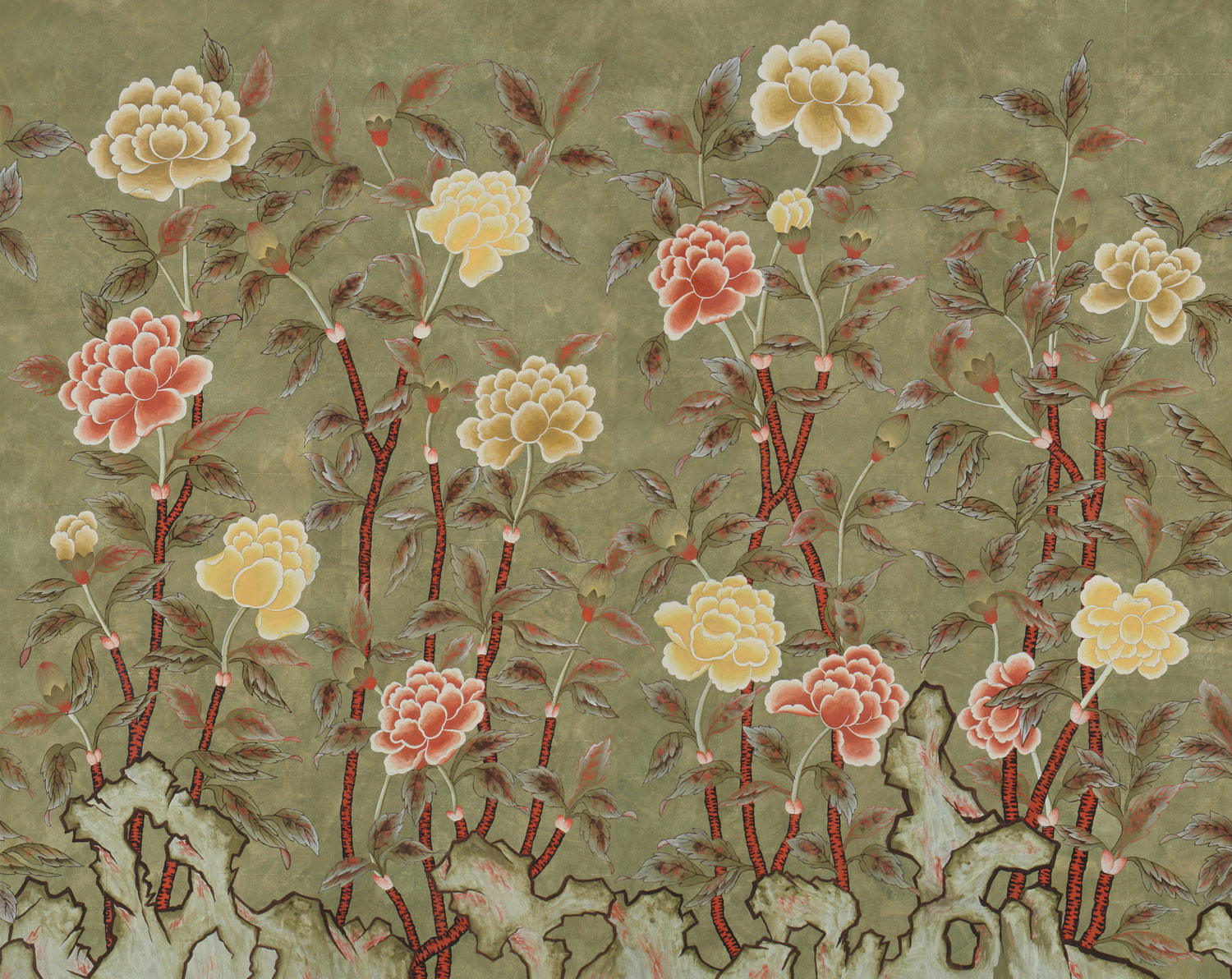Обои ручная роспись Korean Peony Colourway SC-50 on Edo Cannella India tea paper Обои ручная роспись Korean Peony Colourway SC-50 on Edo Cannella India tea paper - постер Loft-Concept в Тюмени