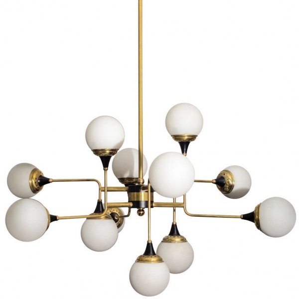 Люстра Ball Valley Random Chandelier Белый Латунь Черный Люстра Ball Valley Random Chandelier Белый Латунь Черный в Тюмени | Loft Concept