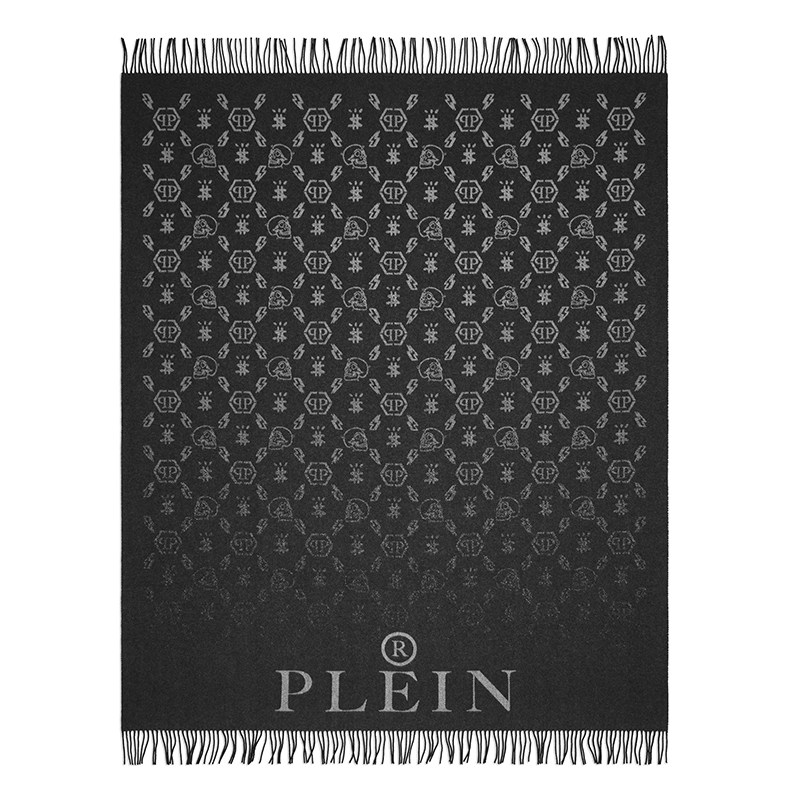 Плед Philipp Plein Plaid Cashmere Monogram Черный Серый Плед Philipp Plein Plaid Cashmere Monogram Черный Серый в Тюмени | Loft Concept