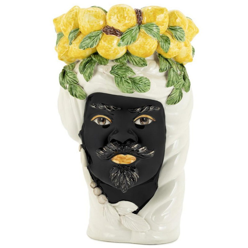 Ваза Vase Lemon Head Man White Белый Черный Желтый Зеленый Ваза Vase Lemon Head Man White Белый Черный Желтый Зеленый в Тюмени | Loft Concept