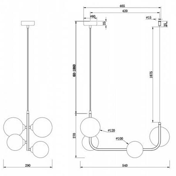 Люстра Marcan 4 Ball Chandelier Black Line Люстра Marcan 4 Ball Chandelier Black Line в Тюмени