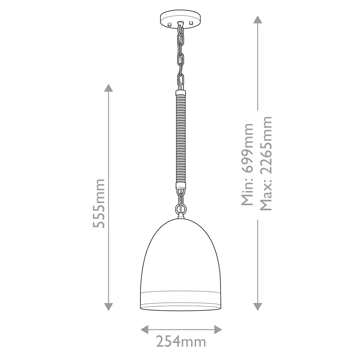 Подвесной светильник белый колоколообразный с декоративной обмоткой из веревки Hinkley в Тюмени