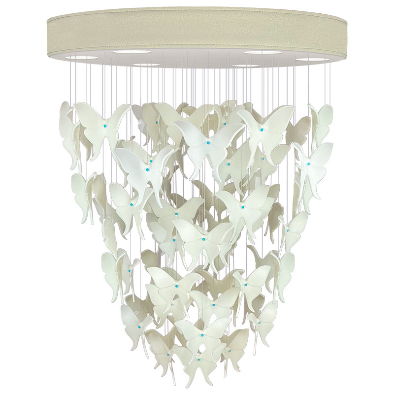 Люстра Белые Бабочки Жемчужно-серая база Night Butterflies Chandelier Бежево-серый Белый Люстра Белые Бабочки Жемчужно-серая база Night Butterflies Chandelier Бежево-серый Белый в Тюмени | Loft Concept