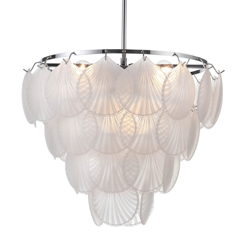 Люстра Glass Shells Suspension Chandelier Белый Хром Люстра Glass Shells Suspension Chandelier Белый Хром в Тюмени | Loft Concept