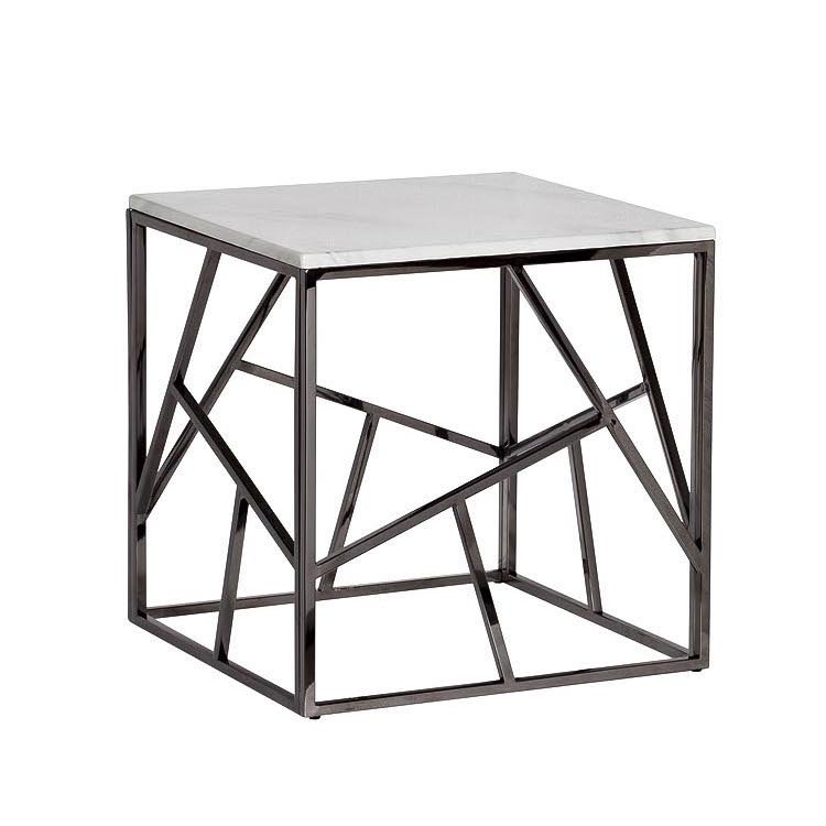 Приставной стол Serene Furnishing Dark Chrome Marble Top Хром Белый Приставной стол Serene Furnishing Dark Chrome Marble Top Хром Белый в Тюмени | Loft Concept