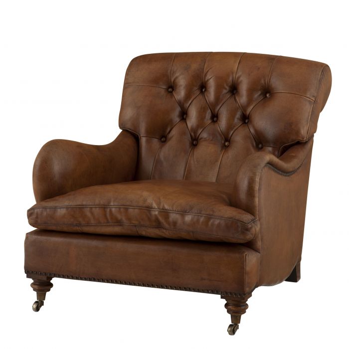 Кресло Eichholtz Chair Caledonian Коричневый Латунь Античная полированная в Тюмени | Loft Concept 