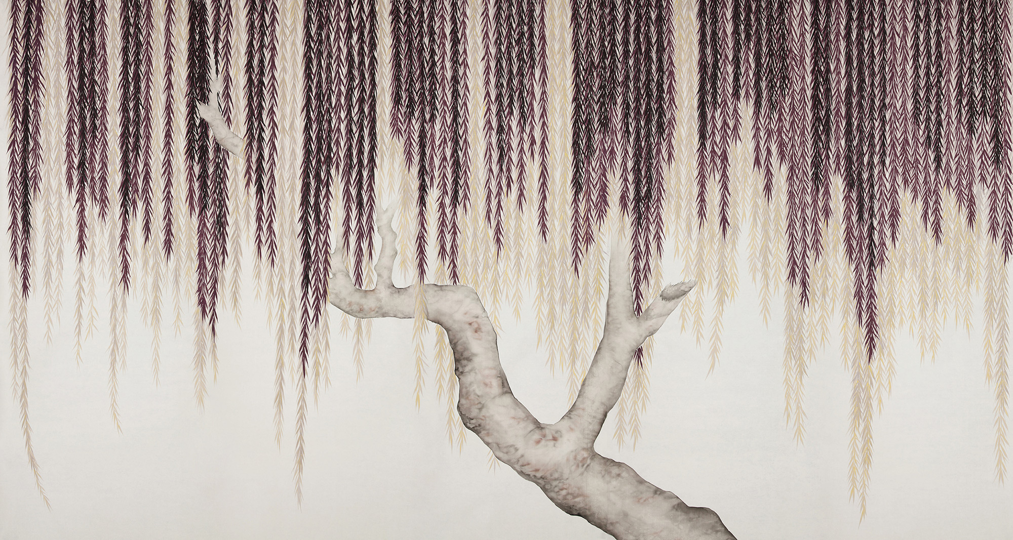Обои ручная роспись Willow Boysenberry on Bleached White dyed silk Обои ручная роспись Willow Boysenberry on Bleached White dyed silk - постер Loft-Concept в Тюмени