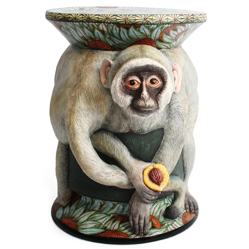 Табурет Обезьяна с фруктом ручная работа Monkey Side Table Серый Табурет Обезьяна с фруктом ручная работа Monkey Side Table Серый в Тюмени | Loft Concept