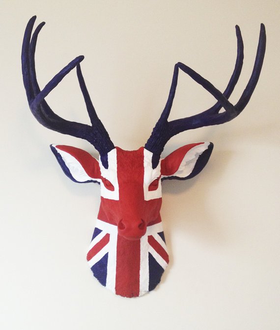 Голова оленя - Union jack Черный Голова оленя - Union jack Черный в Тюмени | Loft Concept