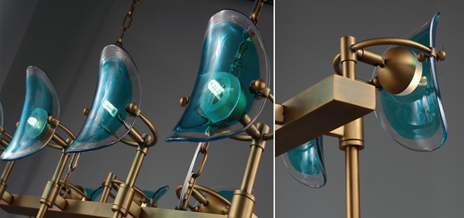Люстра Lily Turquoise Glass rectangle Люстра Lily Turquoise Glass rectangle - Loft-Concept в Тюмени