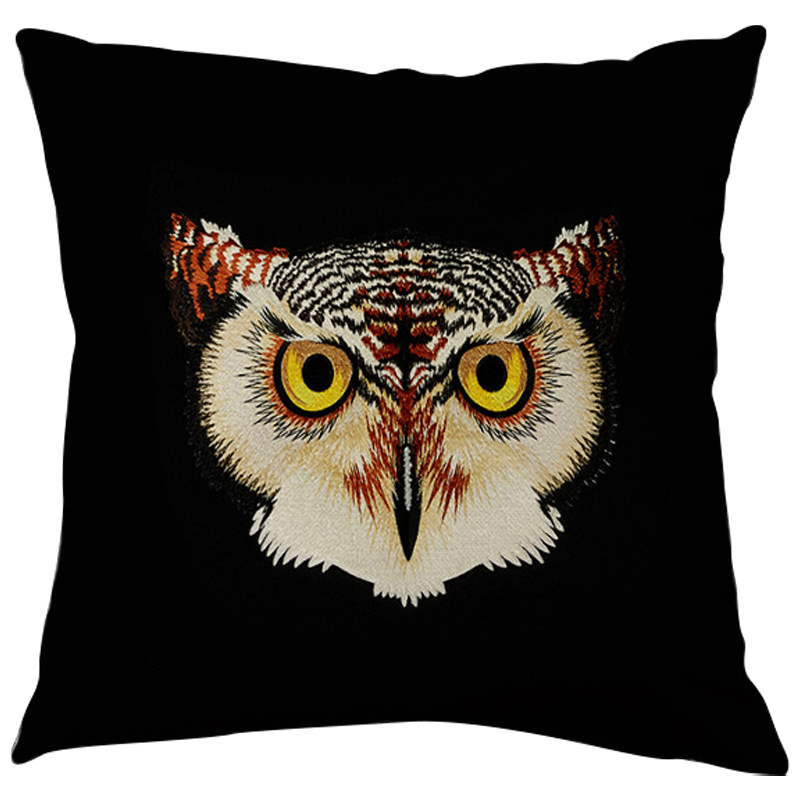 Декоративная подушка Стиль Gucci Owl Black Черный Коричневый Желтый Бежевый Декоративная подушка Стиль Gucci Owl Black Черный Коричневый Желтый Бежевый в Тюмени | Loft Concept