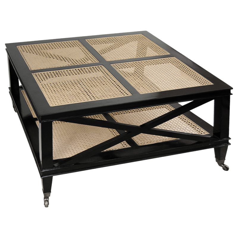 Кофейный стол Jacqueline Wicker Shelves Черный Бежевый Кофейный стол Jacqueline Wicker Shelves Черный Бежевый в Тюмени | Loft Concept