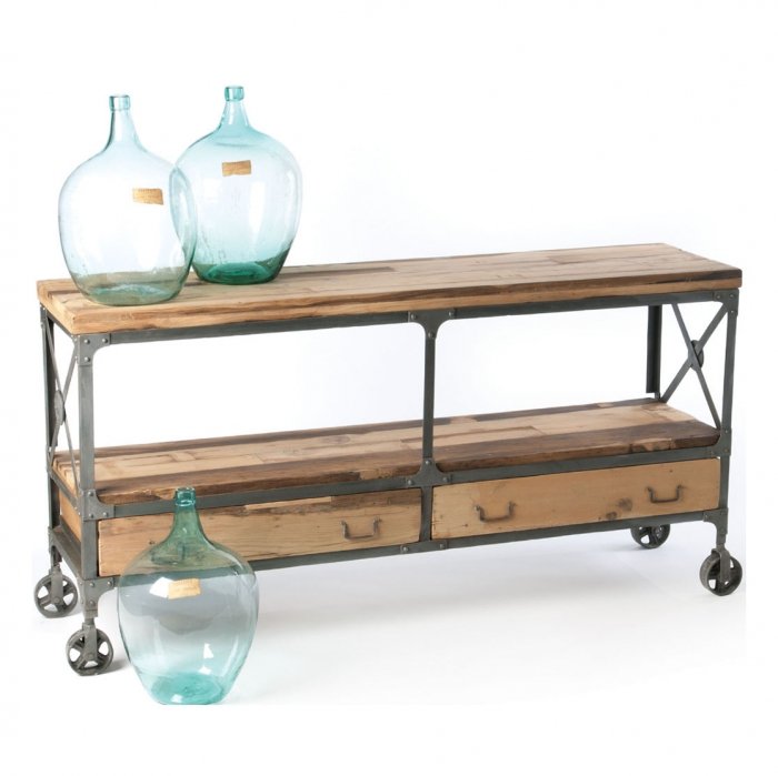Консоль Industrial Metal Rust Rolling Reclaimed Wood Sideboard Консоль Industrial Metal Rust Rolling Reclaimed Wood Sideboard в Тюмени | Loft Concept