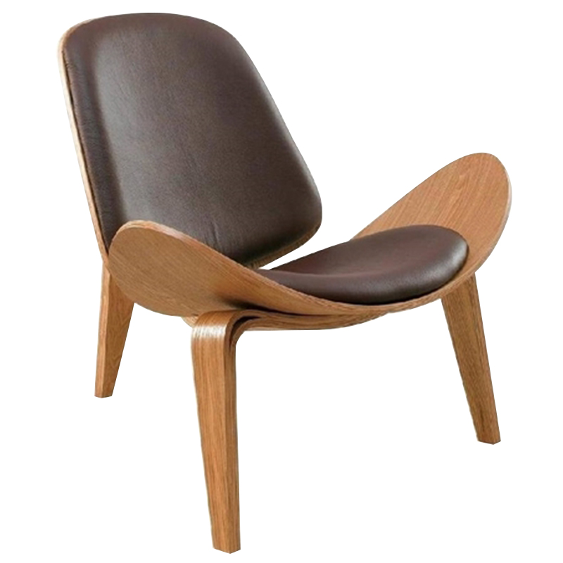 Дизайнерское кресло Shell Chair CH07 Экокожа Коричневый Дизайнерское кресло Shell Chair CH07 Экокожа Коричневый в Тюмени | Loft Concept