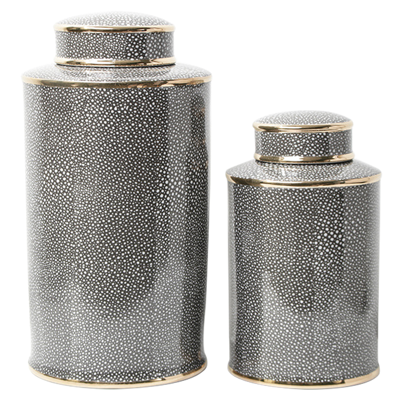 Ваза с крышкой Ceramic Grey Ornament Gold Vase Серый Золотой Ваза с крышкой Ceramic Grey Ornament Gold Vase Серый Золотой в Тюмени | Loft Concept