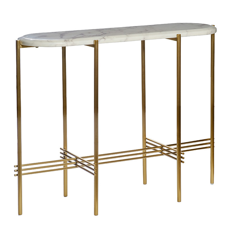 Консоль Andrine Console Белый Мрамор Bianco матовое золото Консоль Andrine Console Белый Мрамор Bianco матовое золото в Тюмени | Loft Concept