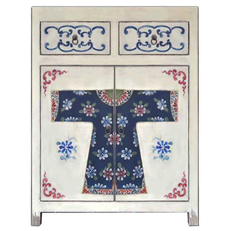 Белая тумба из массива сосны в Китайском стиле ручная роспись White Chinese Nightstand Белый Синий Зеленый Красный Белая тумба из массива сосны в Китайском стиле ручная роспись White Chinese Nightstand Белый Синий Зеленый Красный в Тюмени | Loft Concept
